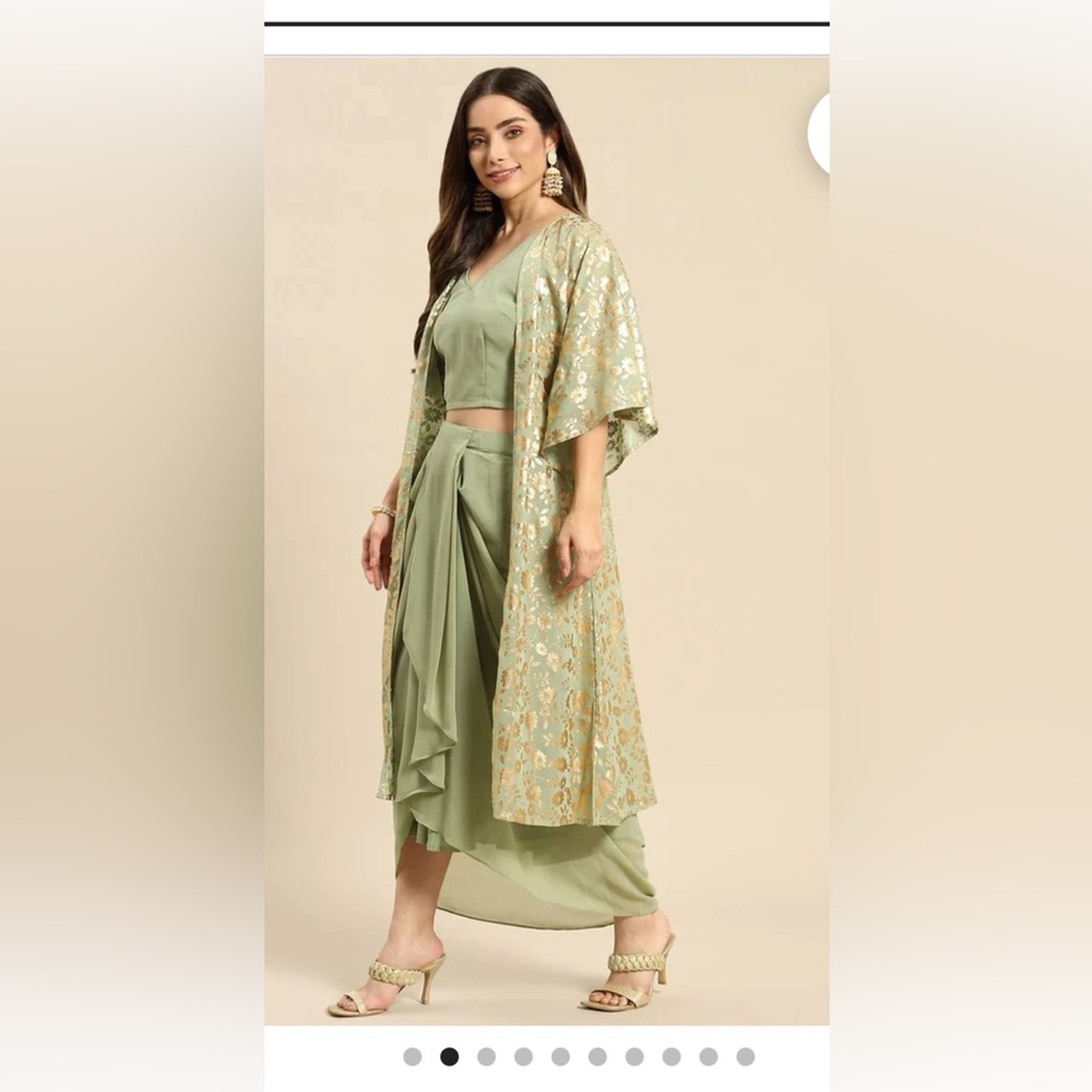 Green Pastel Indowestern Inspired Outfit